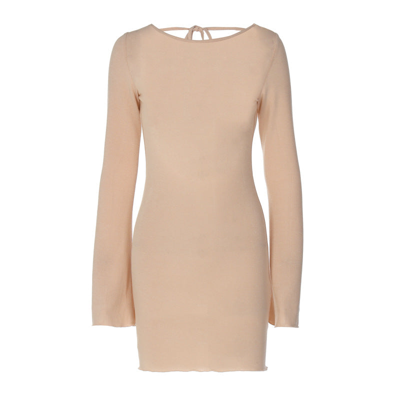 Damen langärmliges Mini-Kleid mit elegantem Schnitt R&B