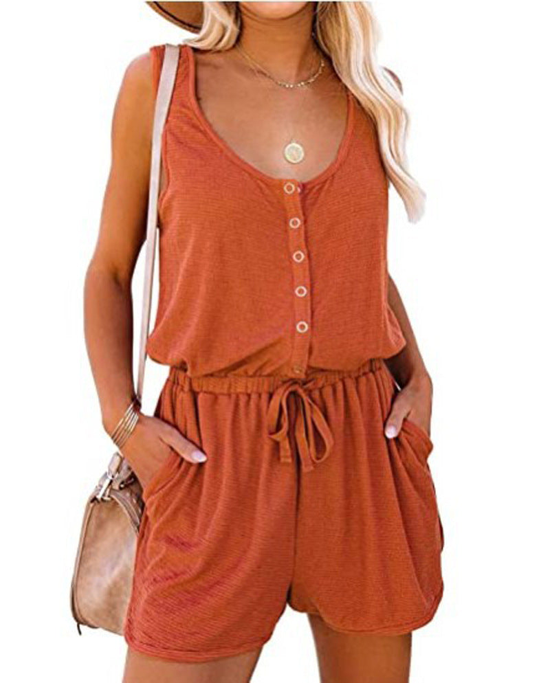 Damen Praktischer Jumpsuit mit Knopfdetails und verstellbarem Bund R&B
