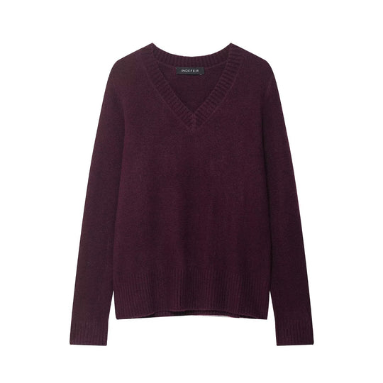 Damen V-Ausschnitt Strickpullover R&B