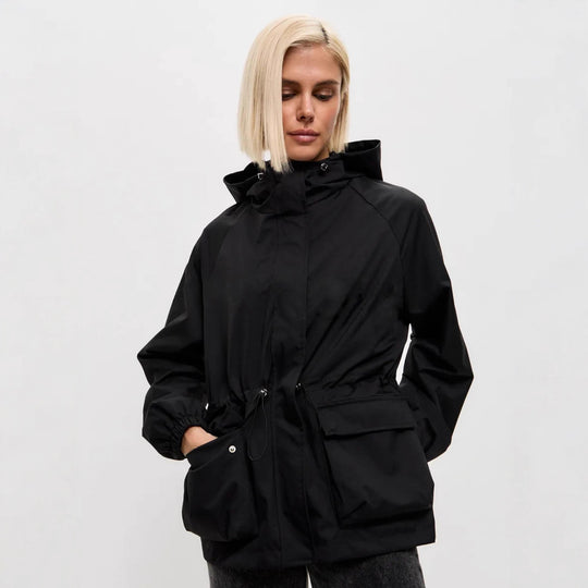 Damen leichte Windbreaker-Jacke mit verstellbarem Bund und praktischen Taschen R&B