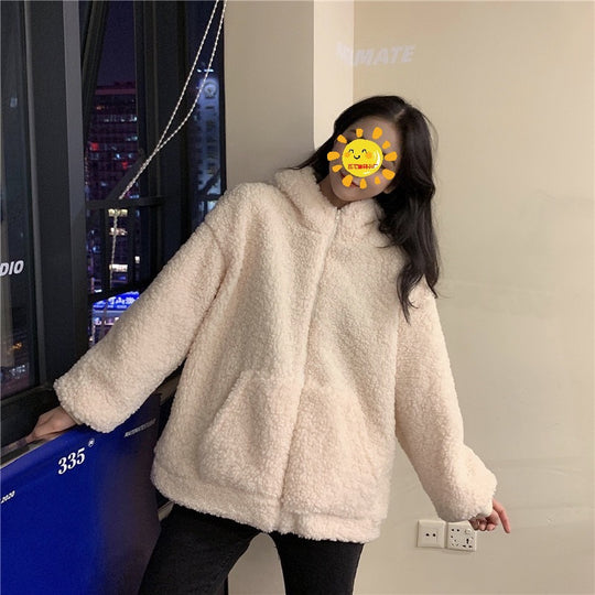 Damen kuschelige Fleecejacke mit Ohren und praktischen Eingrifftaschen R&B