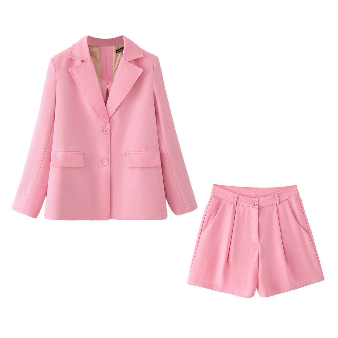 Damen Blazer-Short-Set mit eleganter Schnittführung und praktischen Taschen R&B