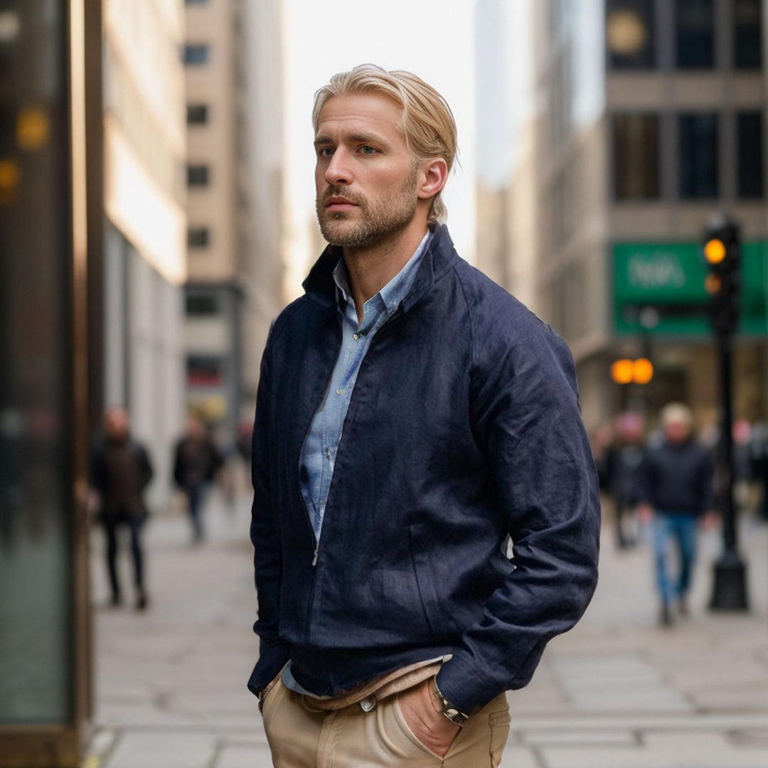 Herren leichte Übergangsjacke mit modernem Stehkragen R&B