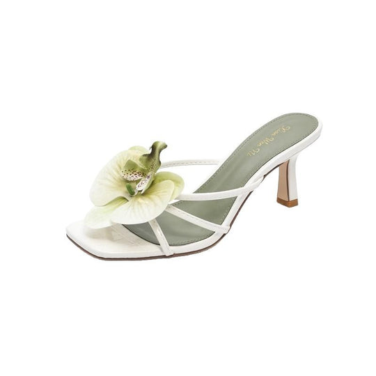 Damen elegante Slingback Sandalen mit floraler Verzierungen R&B