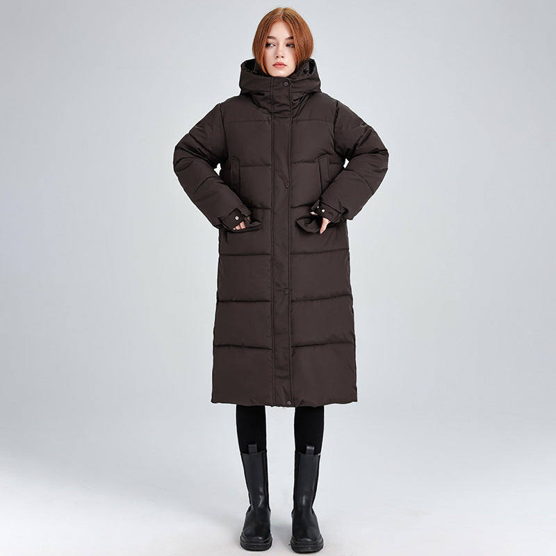 Damen Lange isolierte Winterjacke mit Kapuze und einzippbarem Kragen R&B