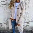 Damen kuschelige Strickjacke mit Kapuze und großen Taschen R&B