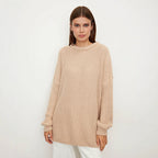 Damen lockerer Strickpullover mit weitem Schnitt R&B