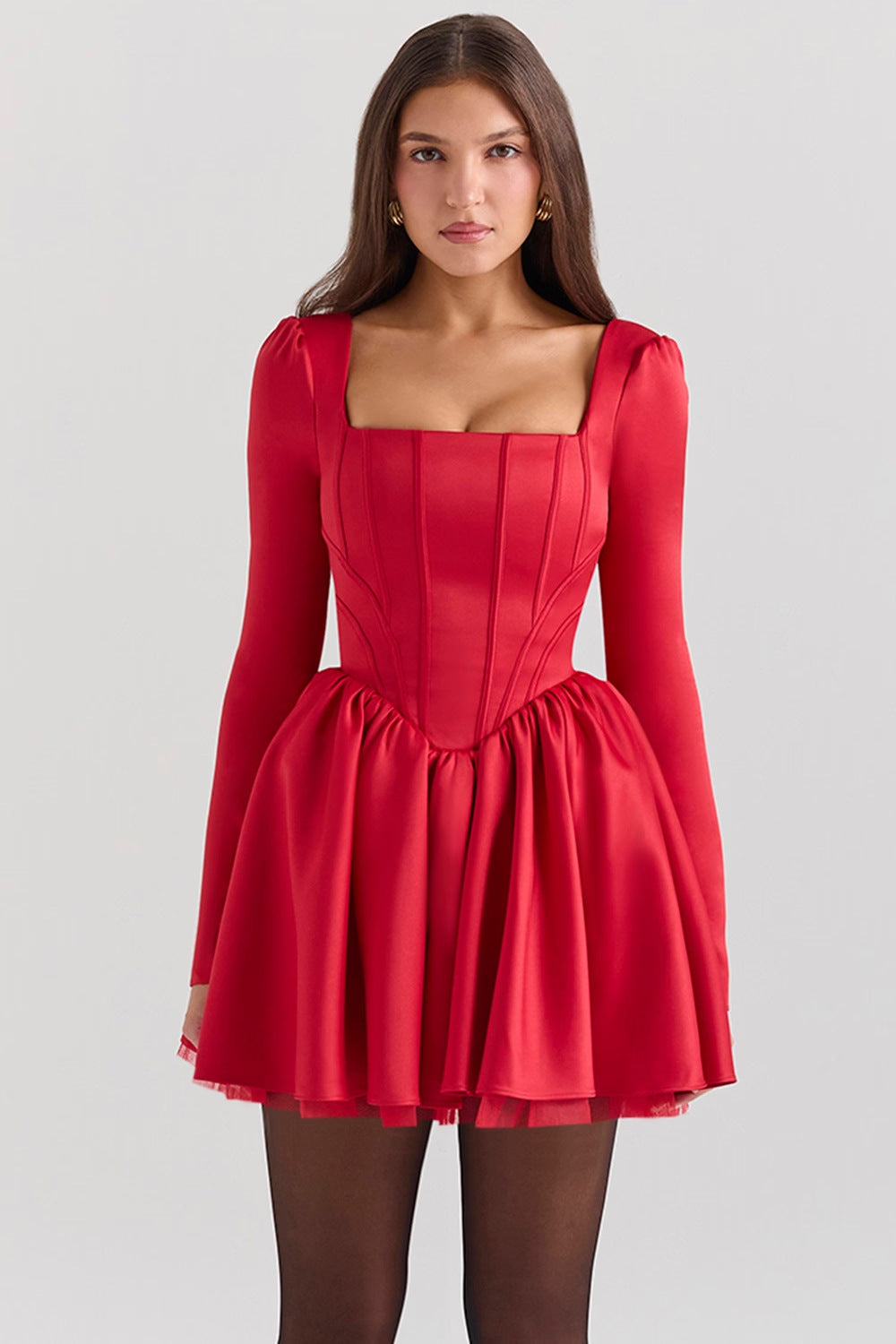 Damen Partykleid mit strukturiertem Oberteil und schwingendem Rock