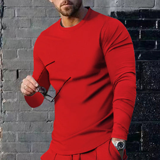 Herren langärmliges T-Shirt mit modischem Schnitt und hochwertigem Baumwollmix R&B