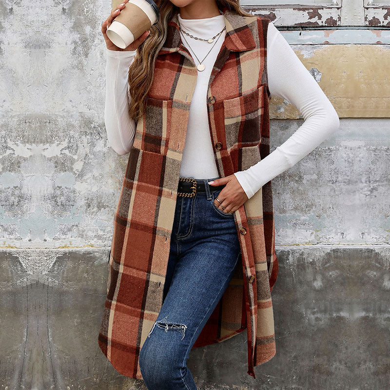 Damen Karojacke mit modischem Schnitt und praktischen Taschen R&B