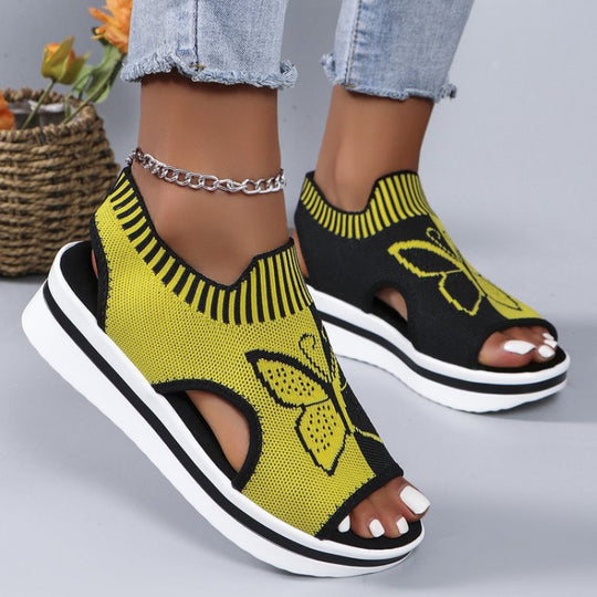 Damen bequeme Freizeit-Sandalen mit atmungsaktivem Netzdesign und floralem Akzent R&B