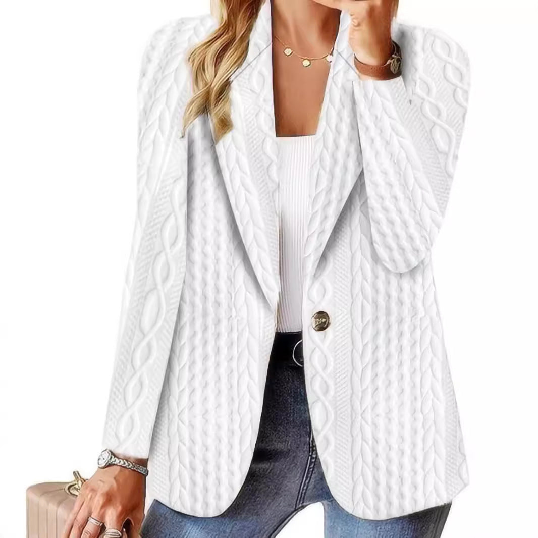 Damen Elegante Strickblazerjacke mit Kabelmuster R&B