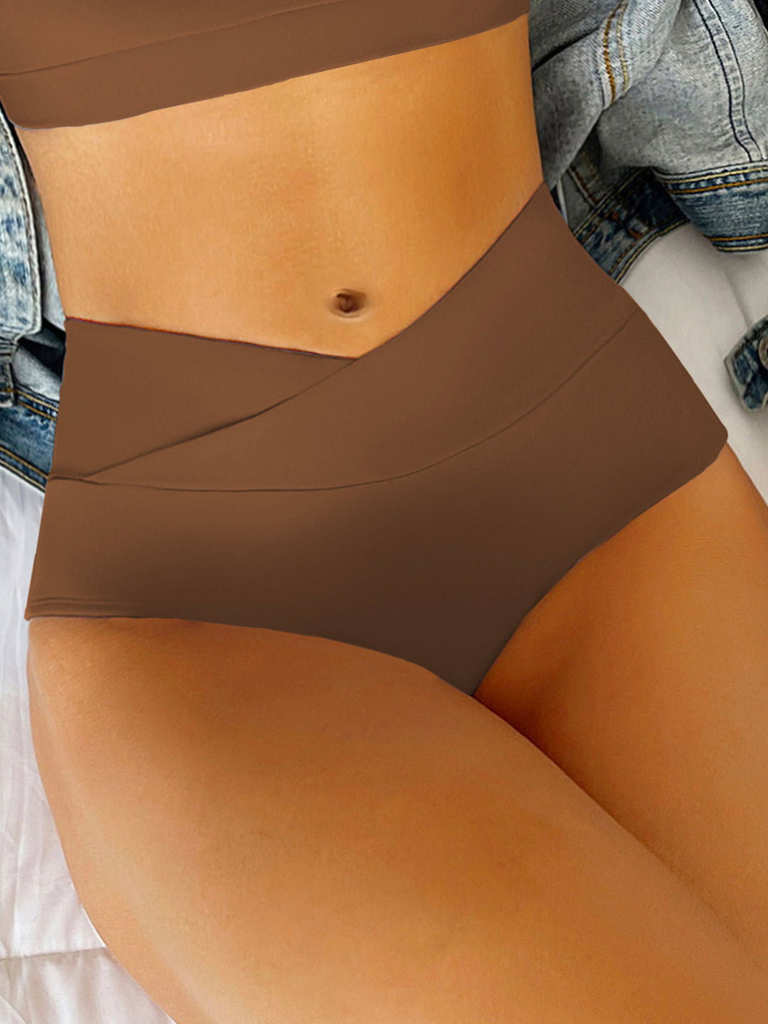Damen Hochtaillierte Badeshorts mit Raffung R&B
