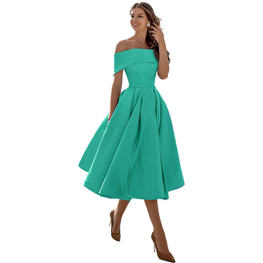 R&B | Legere Mode Satin Cocktailkleid Ohne Träger