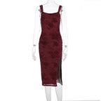Damen Figurbetontes Kleid mit Spitzenmuster und Schlitz R&B