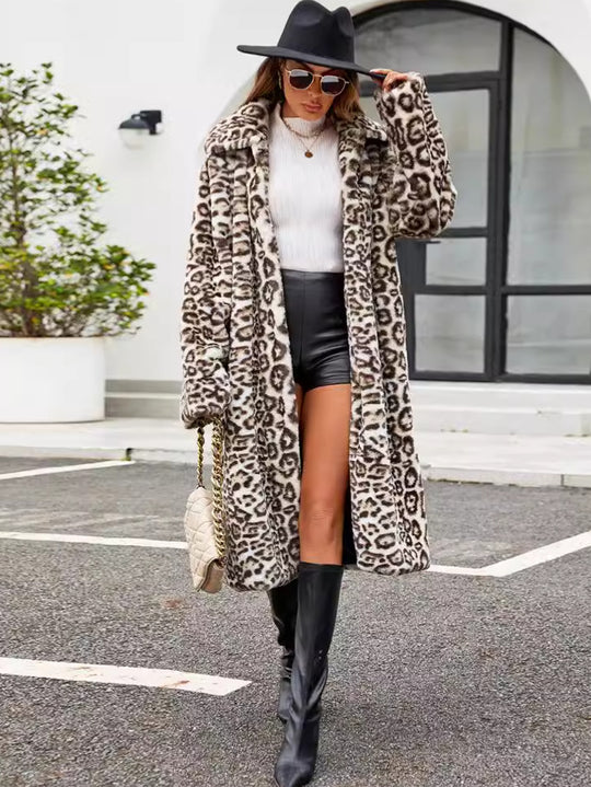 Damen Elegante und stilvolle Kunstpelzmantel R&B