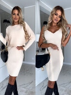 Damen Rippstrick Bodycon Kleid R&B