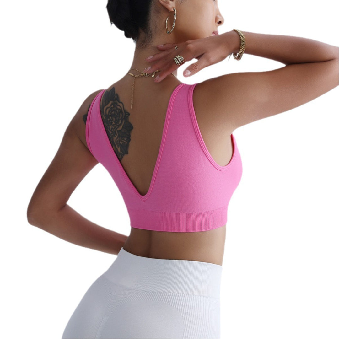 Damen Sport-Bustier mit tiefem V-Ausschnitt und dekorativem Ring R&B