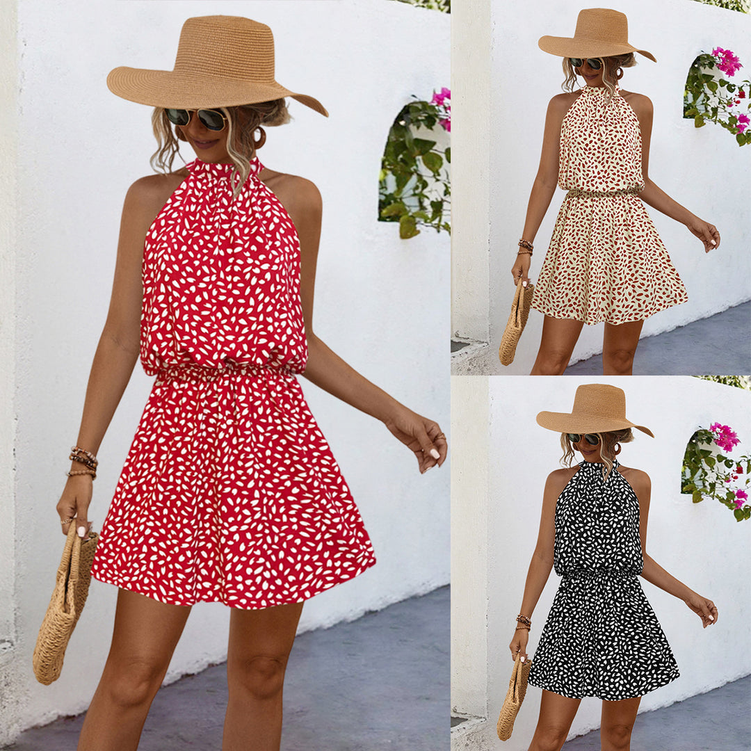 Damen Sommerkleid mit festem Halter und elastischem Taillenbund R&B