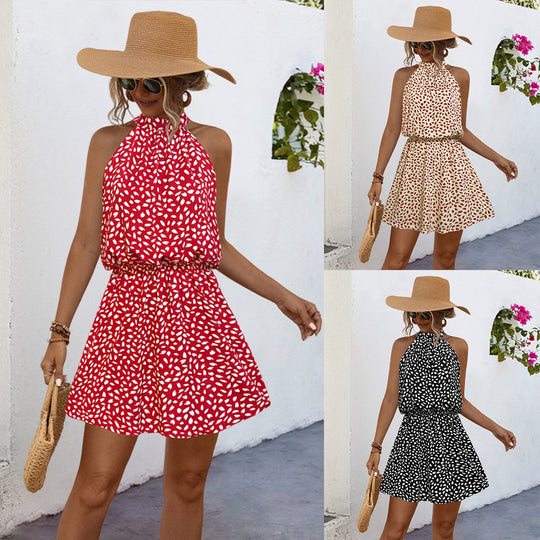 Damen Sommerkleid mit festem Halter und elastischem Taillenbund R&B