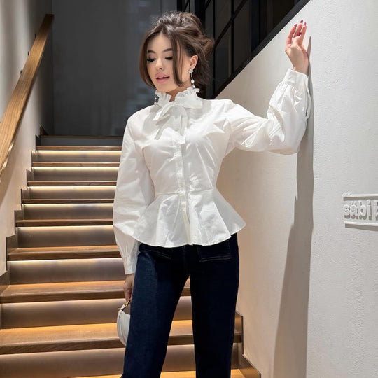 Damen Bluse mit Rüschendetail und schmeichelndem Schnitt R&B