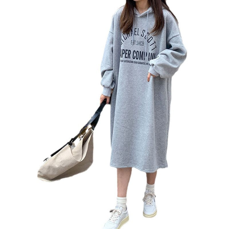 Damen Kapuzenkleid mit modernem Logodruck und lässigem Schnitt