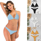 Damen Triangel-Bikini mit geflochtenen Trägern und hohem Beinausschnitt R&B