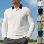 Herren Langarm-Poloshirt aus weichem Baumwollmix mit strukturiertem Kragen R&B