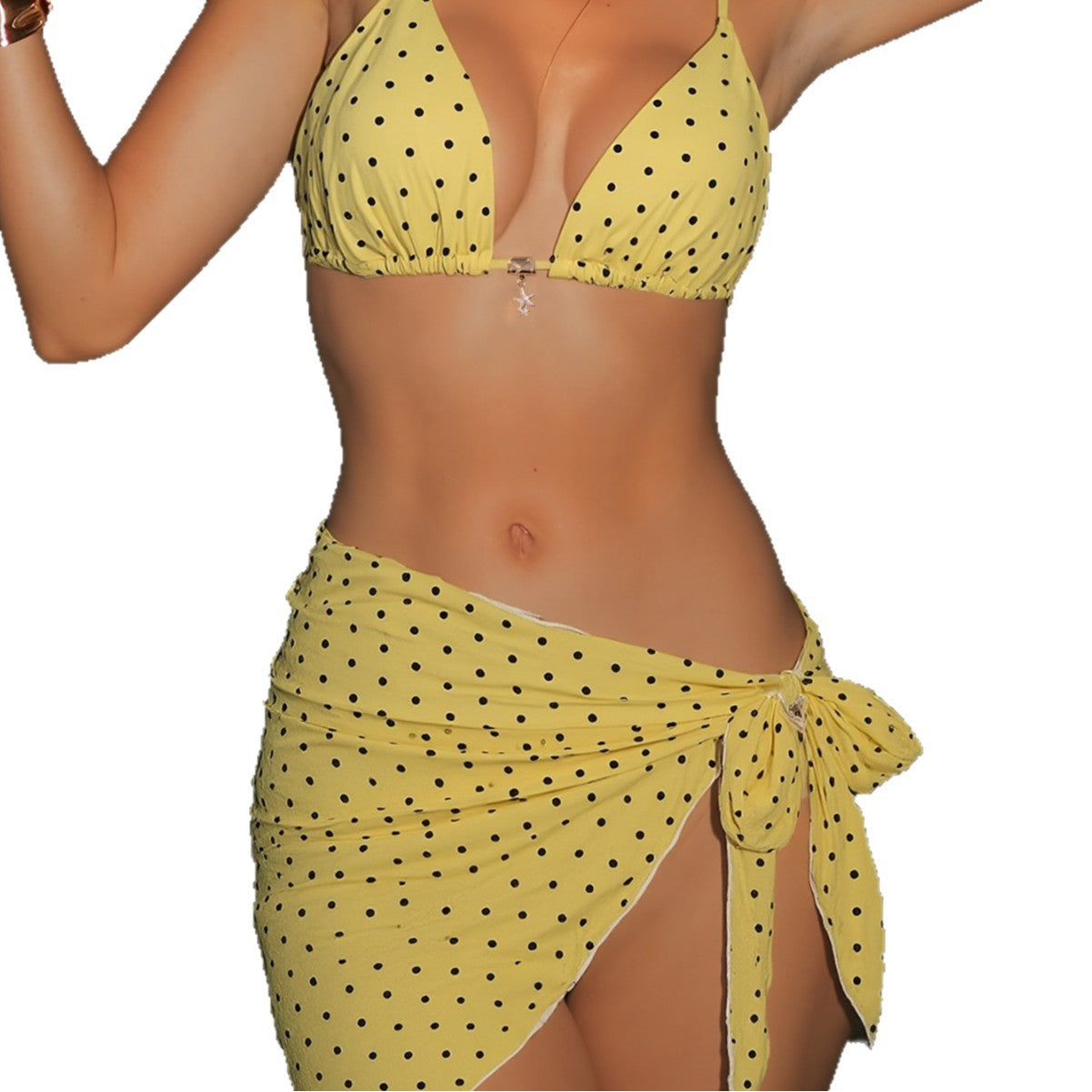 Damen Triangel-Bikini mit verstellbaren Trägern und elegantem Ringdetails R&B