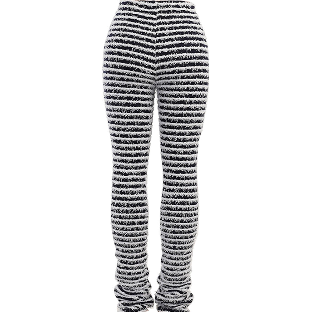 Damen hochtaillierte Streifenhose mit weichem Material und bequemem Schnitt R&B