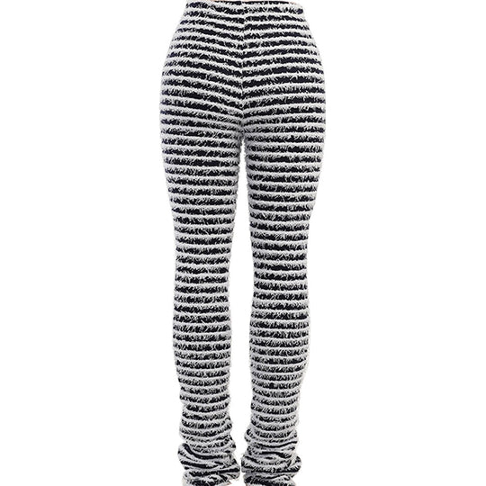 Damen hochtaillierte Streifenhose mit weichem Material und bequemem Schnitt R&B