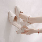Damen elegante Halbschuhe mit modischer Schnallenverzierung und stabilen Blockabsatz R&B