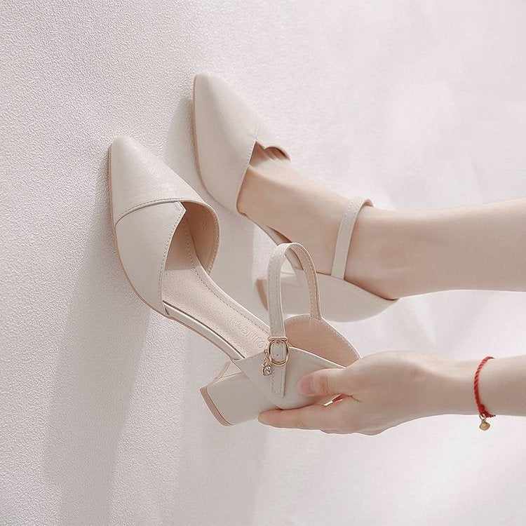 Damen elegante Halbschuhe mit modischer Schnallenverzierung und stabilen Blockabsatz R&B