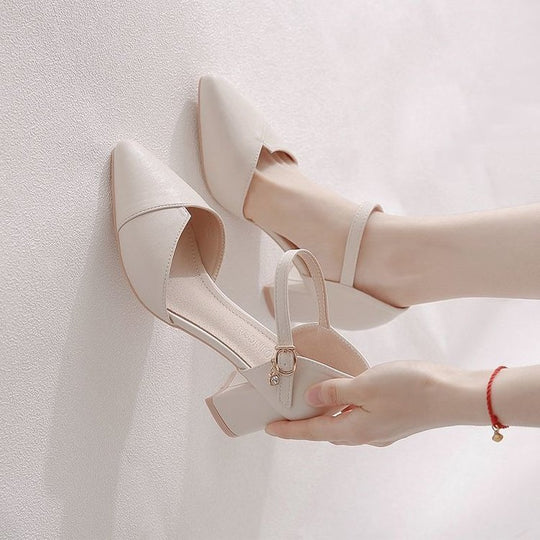 Damen elegante Halbschuhe mit modischer Schnallenverzierung und stabilen Blockabsatz R&B
