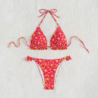 Damen Triangel-Bikini mit verstellbaren Trägern und Rüschendetails R&B