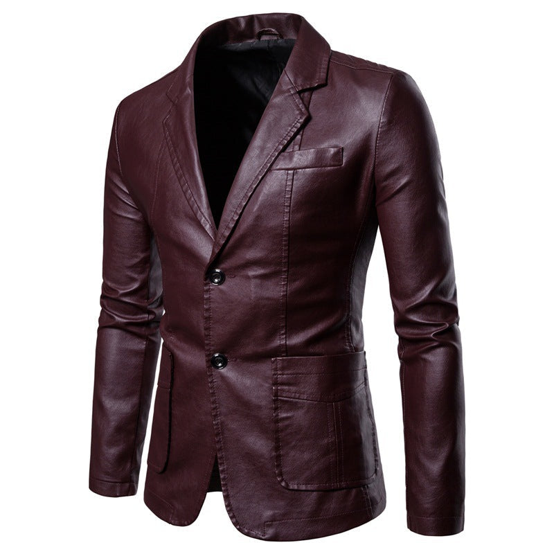 Herren elegante Kunstlederjacke mit modernem Schnitt und praktischen Taschen R&B