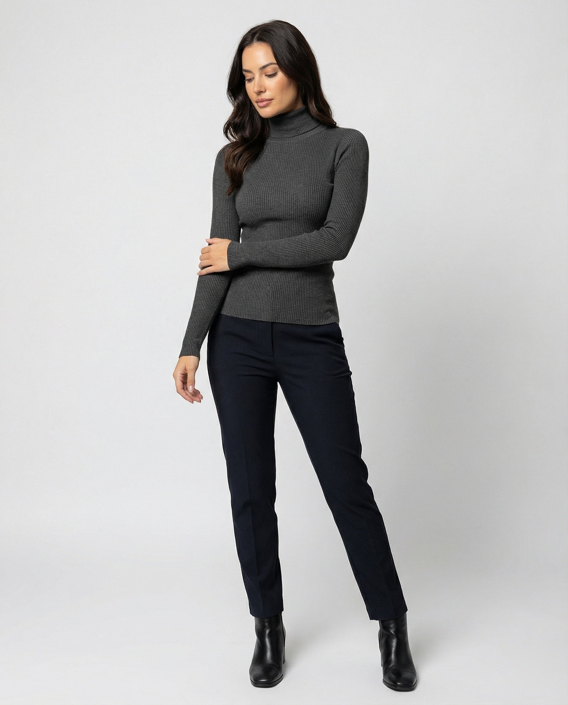 Damen Langarmshirt Slim Fit Stehkragen Amerikanischer Stil Herbst Oberteil