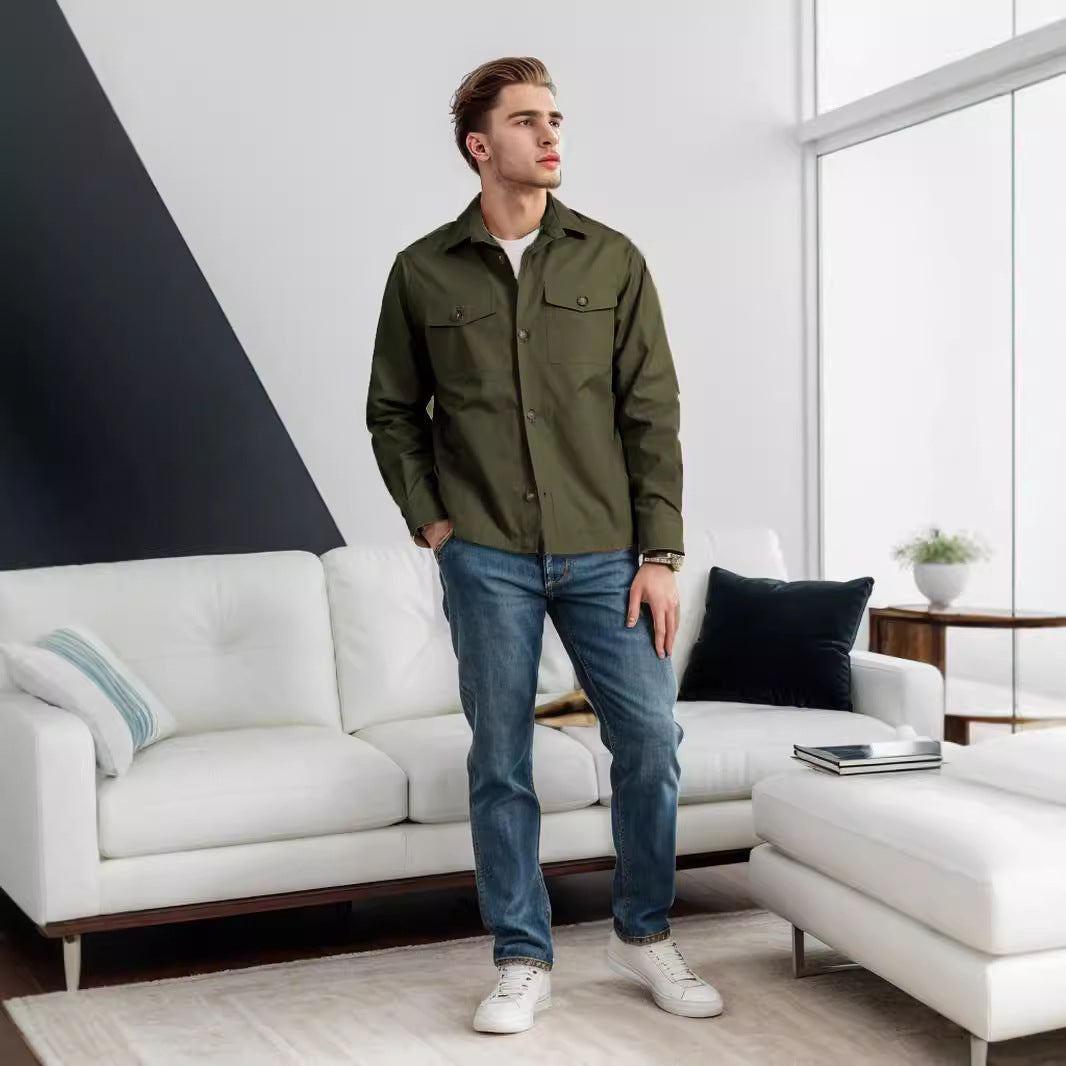 Herren lässige vielseitige Sommerjacke mit praktischen Brusttaschen und regulierbarem Bund R&B