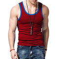 Herren nan eng anliegendes Sport-Top aus elastischem Baumwollmix mit kontrastierter Einfassung R&B