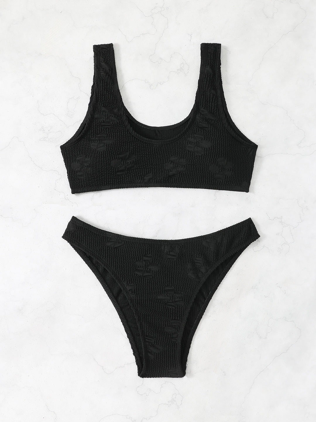 Damen Bikini-Set mit strukturiertem Oberteil und hoch geschnittenem Slip R&B