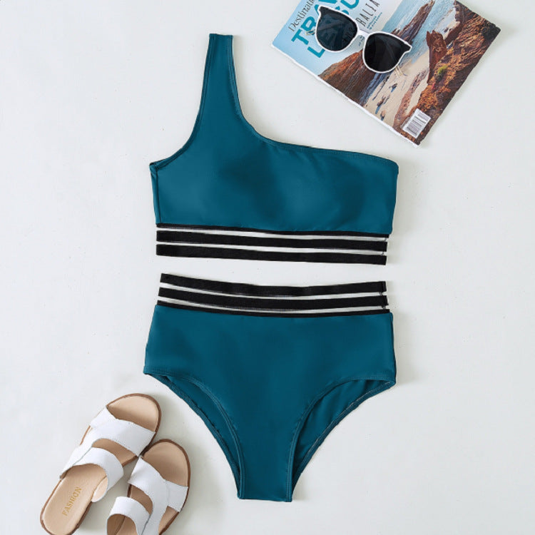 Damen asymmetrisches Bikini-Set mit elastischen Bändern R&B
