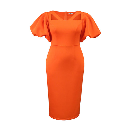 Damen figurbetontes Kleid mit innovativen Puffärmeln und aufregendem Schnitt R&B