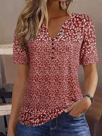Damen Kurzarmbluse mit floralem Muster R&B