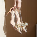 Damen Slingback-Pumps mit transparentem Design und eleganter Schleifenverzierung R&B