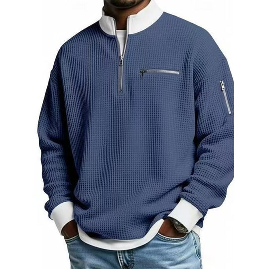 Herren Sweatshirt mit hohem Kragen und praktischem Reißverschluss R&B