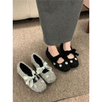 Damen modische Ballerinas mit floralem Dekor und Veloursdetails R&B