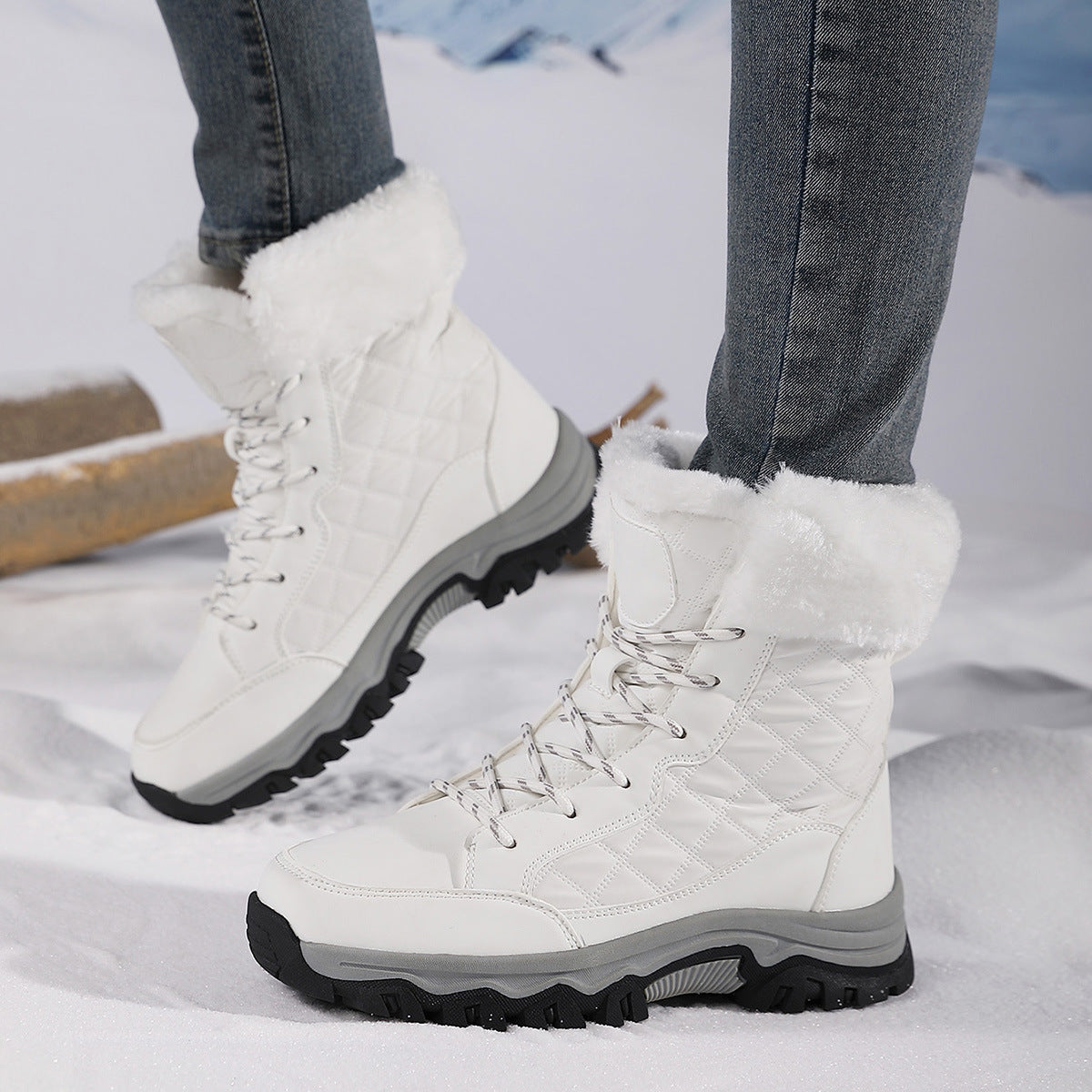 Damen Warm gefütterte Winterstiefel mit rutschfester Profilsohle