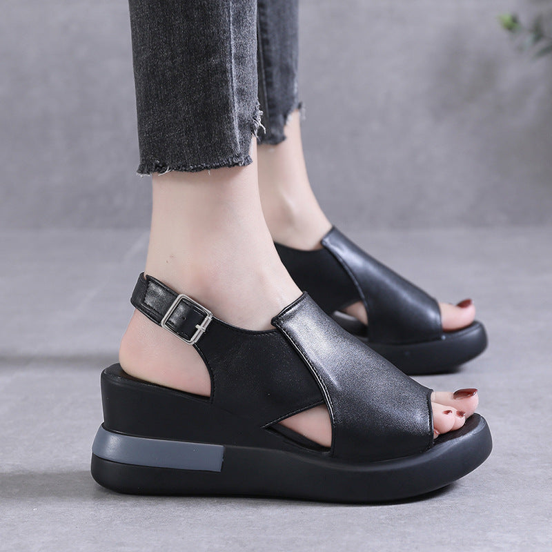 Damen Bequeme und elegante Plateau-Sandaletten mit offener Zehenpartie R&B