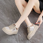 Damen modische Plateau-Sneaker mit atmungsaktivem Netz und robustem Sohlenprofil R&B