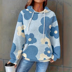 Damen lockerer Kapuzenpullover mit farbenfrohem Blumendesign